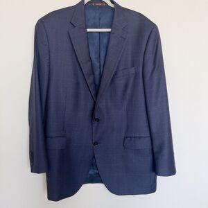 Peter Millar 44 TALL Dark Blue Check Classic Sport Coat/Blazer 100% Wool